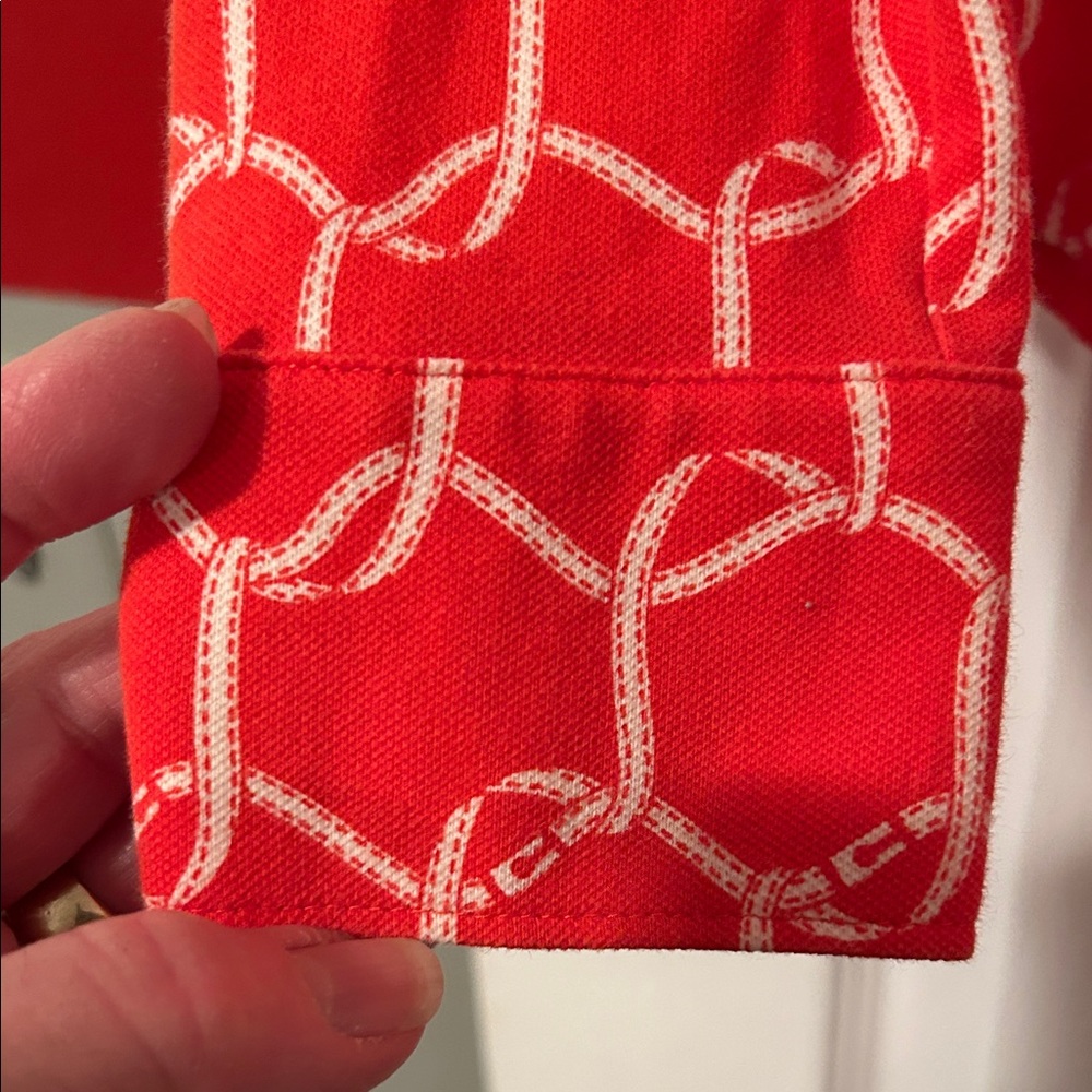 Talbots Red Rope-Link Print Long Sleeve Button-Down Shirt - Picture 6 of 9